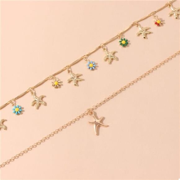 Starfish Charm Double Layered Necklace - Picture 5 of 8
